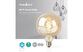 Bombilla LED Wi-Fi de Filamento de Blanco Cálido a Frío - Trenzada - E27 - G125 - 5,5 W - 350 lm