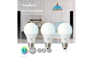 Bombillas LED Inteligentes con Wi-Fi - Blanco Cálido a Frío - E27 - Paquete de 3 unidades - Nedi