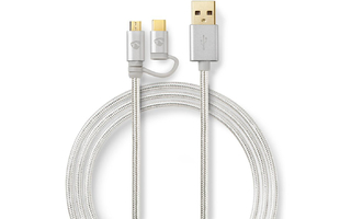Cable 2 en 1 de Carga y Sincronización - USB Micro B Macho + USB Tipo C Macho - A Macho - 1,0 m 