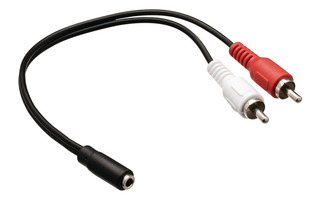 Cable adaptador de audio jack estéreo 2 RCA macho - 3.5 mm hembra de 0.20 m en color negro - Val