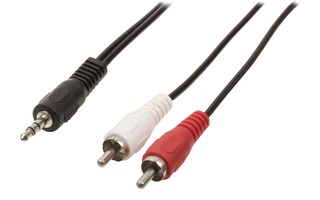 Cable adaptador de audio jack estéreo de 3.5 mm macho - 2 RCA macho de 10.00 m en color negro - 