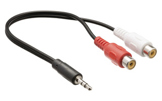 Cable adaptador de audio jack estéreo macho de 3.5 mm - 2 RCA hembra de 0.20 m en color negro - 