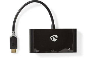 Cable Adaptador de USB Tipo C - Tipo C Macho - Tipo C Hembra + Hembra A + VGA Hembra - 0,2 m - A