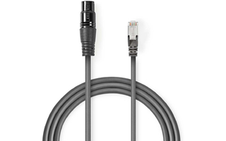 Cable Adaptador DMX - XLR de 3 pines hembra - RJ45 macho - 0,3 m - Gris - Nedis COTP15710GY03