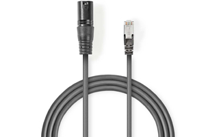 Cable Adaptador DMX - XLR de 3 pines macho - RJ45 macho - 0,3 m - Gris - Nedis COTP15700GY03