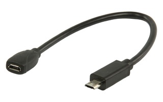 Cable adaptador MHL, USB 11-pines Micro B macho - USB 5-pines Micro B hembra, 0,20 m, negro