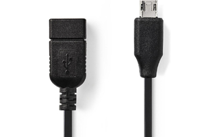 Cable Adaptador USB 2.0 - Micro B Macho - A Hembra - 0,2 m - Negro - Nedis CCGP60515BK02