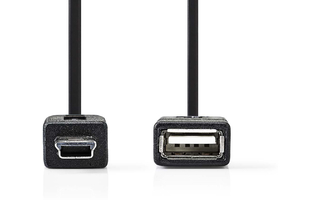 Cable Adaptador USB 2.0 - Mini de 5 Pines Macho - A Hembra - 0,2 m - Negro - Nedis CCGP60315BK02