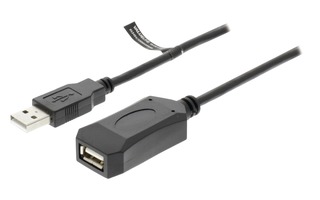 Cable alargador USB 2.0 activo de 10,0 m en color negro - Valueline VLCRP6010