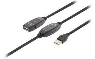 Cable Alargador USB 2.0 Activo USB A Macho - USB A Hembra de 30 m en Color Negro - Valueline VLC
