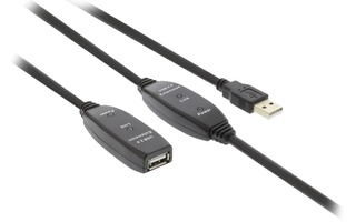 Cable Alargador USB 2.0 Activo USB A Macho - USB A Hembra de 30 m en Color Negro - Valueline VLC