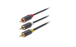 Cable AV compuesto de 3 x RCA macho a 3 x RCA macho de 2,00 m en gris - König KNV24300E20