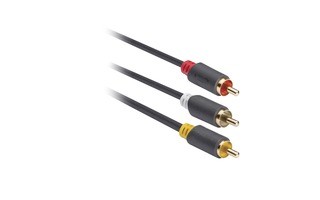 Cable AV compuesto de 3 x RCA macho a 3 x RCA macho de 2,00 m en gris - König KNV24300E20