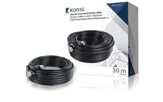 Cable coaxial de seguridad RG59 y cable de alimentación de CC de 30,0 m - König SAS-CABLE1030B