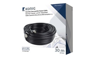 Cable coaxial de seguridad RG59 y cable de alimentación de CC de 30,0 m - König SAS-CABLE1030B