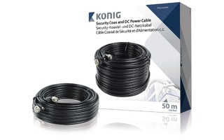Cable coaxial de seguridad RG59 y cable de alimentación de CC de 50,0 m - König SAS-CABLE1050B