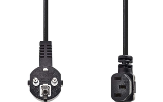 Cable de alimentación - Schuko Macho en Ángulo - IEC-320-C13 en Ángulo - 5,0 m - Negro