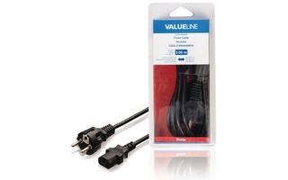 Cable de alimentación Schuko macho recto - IEC-320-C13 de 3.00 m en color negro - Valueline VLEB