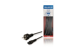 Cable de alimentación Schuko macho recto - IEC-320-C5 de 2.00 m en color negro - Valueline VLEB1