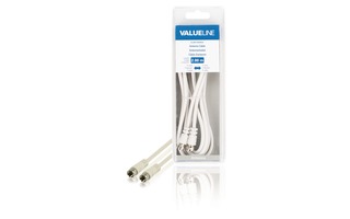 Cable de antena F macho - F macho de 2.00 m en color blanco - Valueline VLSB41000W20