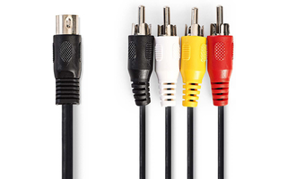 Cables de audio Rojo Amarillo cable de audio Color blanco 5-pin DIN, Macho, 4 x RCA, Macho, 1 m, Negro, Rojo, Blanco, Amarillo Valueline VLAP20400B10 1m 5-pin DIN 4 x RCA Negro 