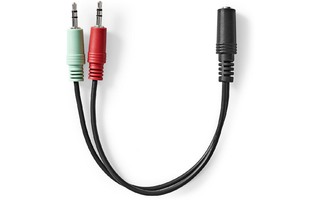 Cable de audio estéreo - 3.5 mm hembra - 2x 3,5 mm Macho - Chapado en oro - 0.12 m - Redondo - N