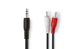 Cable de Audio Estéreo - 3,5 mm macho - 2x RCA macho - 1,5 m - Negro - Nedis CAGT22200BK15