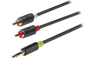 Cable de audio estéreo de 3,5 mm macho a 2x RCA macho de 0,50 m en gris - König KNA22200E05