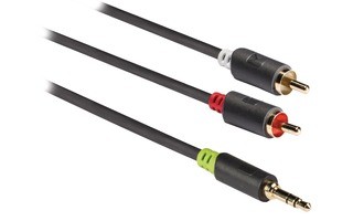 Cable de audio estéreo de 3,5 mm macho a 2x RCA macho de 0,50 m en gris - König KNA22200E05