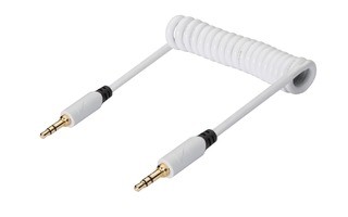 Cable de audio estéreo en espiral de 3,5 mm macho a macho de 1,00 m en blanco - König KNM22010W1