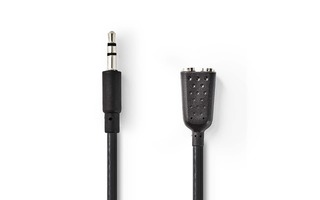 Cable de Audio Estéreo - Macho de 3,5 mm - 2x 3,5 mm hembra - 0,2 m - Negro