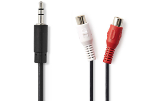 Cable de Audio Estéreo - Macho de 3,5 mm - 2x RCA Hembra - 0,2 m - Negro - Nedis CAGP22250BK02
