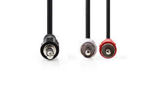 Cable de Audio Estéreo - Macho de 3,5 mm - 2x RCA Macho - 3,0 m - Negro - Nedis CAGT22200BK30