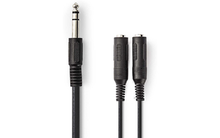 Cable de Audio Estéreo - Macho de 6,35 mm - 2x 6,35 mm hembra - 0,2 m - Negro