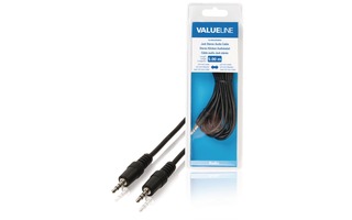 Cable de audio jack estéreo de 3.5 mm macho - 3.5 mm macho de 5.00 m en color negro - Valueline 