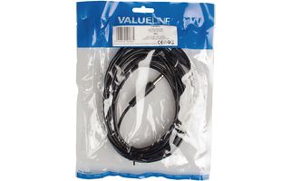 Cable de audio jack estéreo de 6.35 mm macho - 6.35 mm macho de 5.00 m en color negro - Valuelin