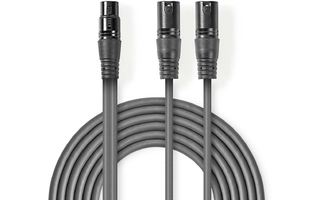 Cable de Audio XLR Compensado - 2x XLR de 3 pines macho - XLR de 3 pines hembra - 1,5 m - Gris