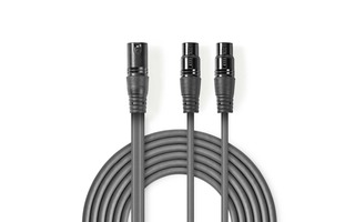 Cable de Audio XLR Compensado - XLR de 3 pines macho - 2x XLR de 3 pines hembra - 1,5 m - Gris -