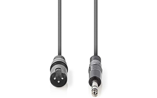 Cable de Audio XLR Compensado - XLR de 3 pines macho - 6,35 mm macho - 1,5 m - Gris - Nedis COTH