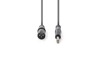Cable de Audio XLR Compensado - XLR de 3 Pines Macho - 6,35 mm Macho - 3,0 m - Gris - Nedis COTH