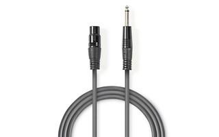 Cable de Audio XLR Descompensado - XLR de 3 Pines Hembra - 6,35 mm Macho - 1,5 m - Gris - Nedis 
