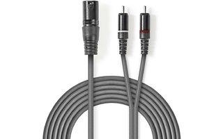 Cable de audio XLR - XLR de 3 pines macho - 2x RCA macho - 1,5 m - Gris