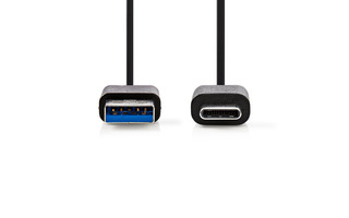 Cable de Carga y Sincronización - A Macho - USB-C™ Macho - 1,0 m - Negro - Nedis CCGT61600BK10