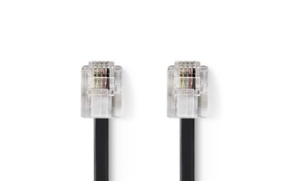 Cable de Telecomunicaciones - RJ11 (6P4C) Hembra a RJ11 (6P4C) Hembra - Plano - 2,00 m - Negro -