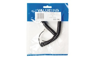 Cable espiral para auricular RJ10 macho RJ10 macho 2,00m negro - Valueline VLTP90100B20