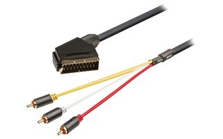 Cable SCART - RCA conmutable de SCART macho a 3x RCA macho de 2,00 m en gris - König KNV31130E20