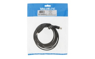 Cable USB 2.0 de A Macho a B Macho Redondo de 3,0 m en Negro - Valueline VLCP60102B30