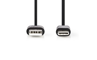 Cable USB 2.0 - Tipo C Macho - A Macho - 1,0 m - Negro - Nedis CCGP60600BK10
