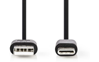 Cable USB 2.0 - Tipo C macho - Tipo A macho - 2,0 m - Negro - Nedis CCGP60600BK20