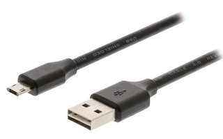 Cable USB 2.0: USB A macho - Micro USB B macho de 1,00 m en color negro - Valueline VLMP60510B1.
